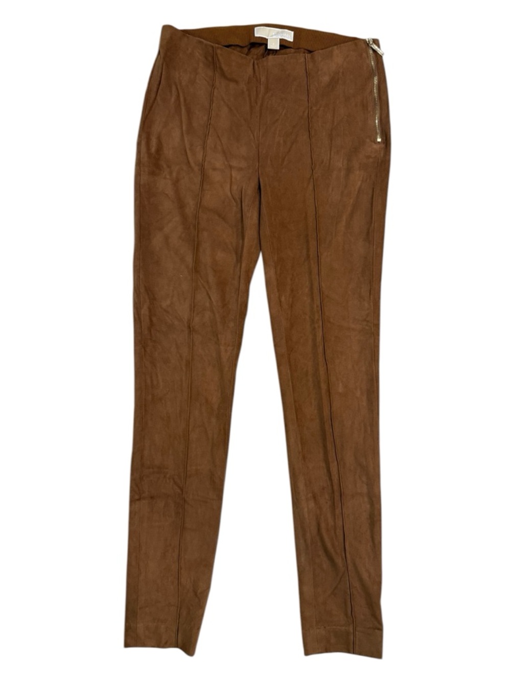 MICHAEL Michael Kors Faux Suede Front Side-Zip Skinny Pants – Brown Size 4
